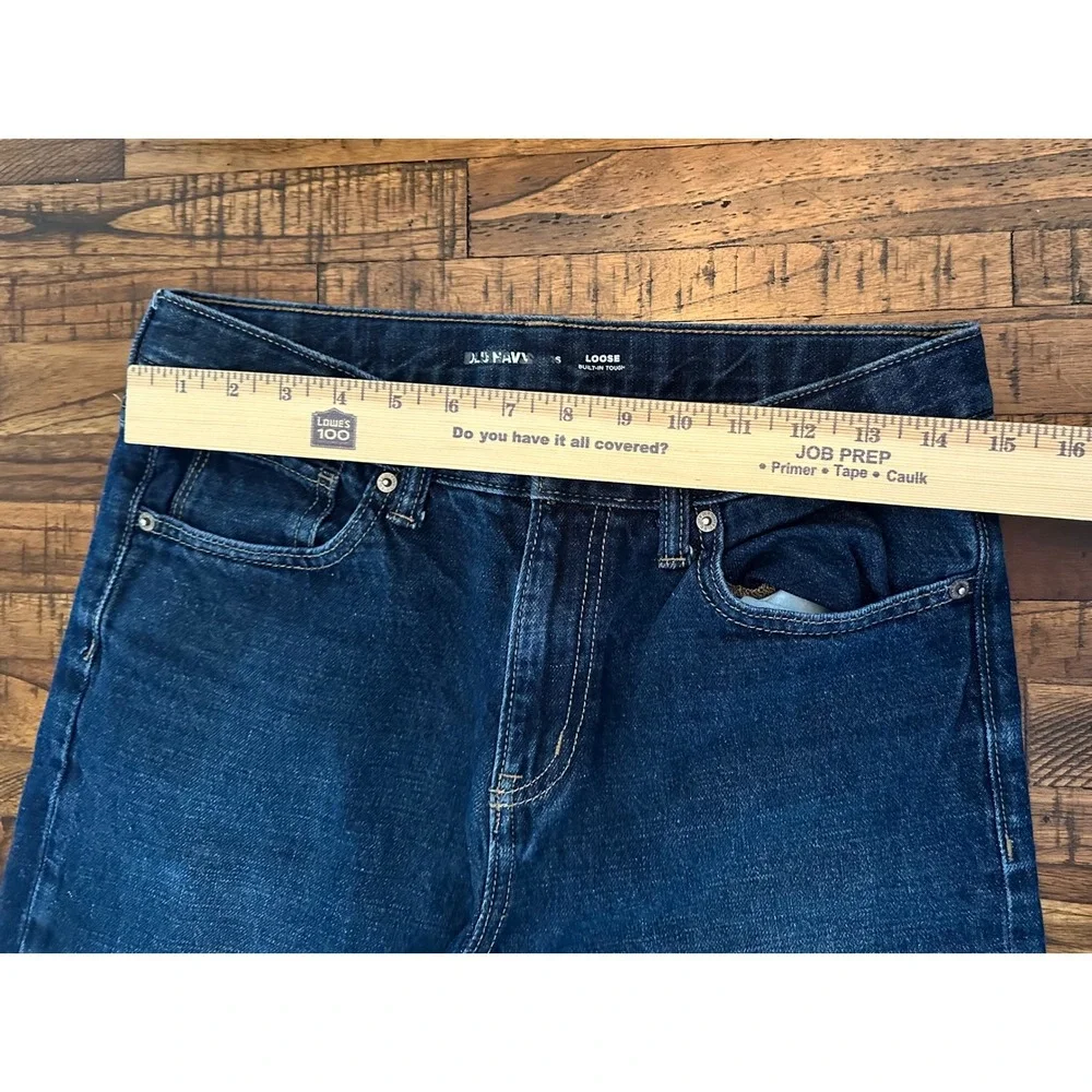 Old Navy Loose‎ Built-In Tough Dark Wash 100% Cotton Denim Jeans Youth Size 16